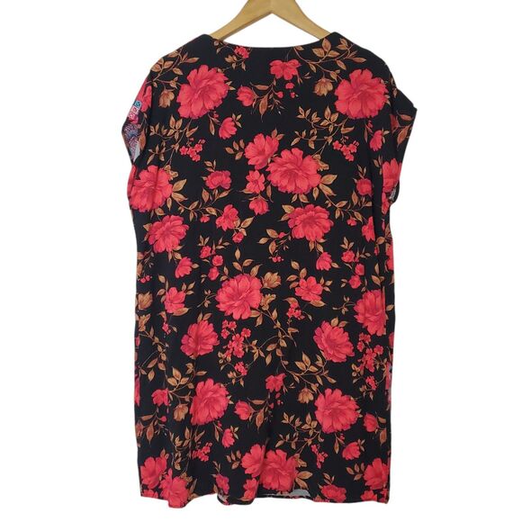 Savanna Jane Floral Boho Embroidered Mini Tunic Dress Shift Lined Womens L Tie - Picture 2 of 8